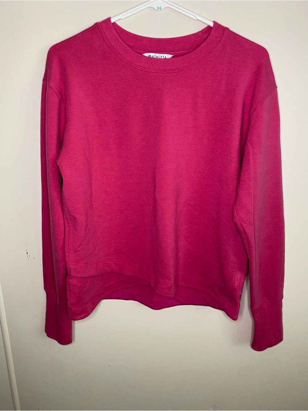 Athleta Pink Crewneck Sweatshirt Super Soft Inside Material Size Small In EUC